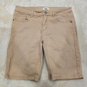 ZLZ Denim Men's Shorts Size 32W Khaki Beige Stretch Slim Fit Casual 5-Pocket